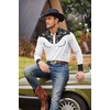 image:imageCOOFANDY Mens Western Cowboy Shirt Embroidered Button Down Long Sleeve ShirtsCotton Whiteblack