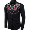 image:imageCOOFANDY Mens Western Cowboy Shirt Long Sleeve Embroidered Shirt Slim Fit Cotton Casual Button Down ShirtBlack Retro Rose