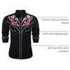 image:imageCOOFANDY Mens Western Cowboy Shirt Long Sleeve Embroidered Shirt Slim Fit Cotton Casual Button Down ShirtBlack Retro Rose