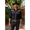 image:imageCOOFANDY Mens Western Cowboy Shirt Long Sleeve Embroidered Shirt Slim Fit Cotton Casual Button Down ShirtBlackpat8