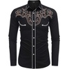 image:imageCOOFANDY Mens Western Cowboy Shirt Long Sleeve Embroidered Shirt Slim Fit Cotton Casual Button Down ShirtBlackpat9