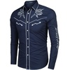 image:imageCOOFANDY Mens Western Cowboy Shirt Long Sleeve Embroidered Shirt Slim Fit Cotton Casual Button Down ShirtBlue