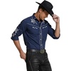 image:imageCOOFANDY Mens Western Cowboy Shirt Long Sleeve Embroidered Shirt Slim Fit Cotton Casual Button Down ShirtBlue