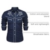 image:imageCOOFANDY Mens Western Cowboy Shirt Long Sleeve Embroidered Shirt Slim Fit Cotton Casual Button Down ShirtBlue