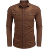 image:imageCOOFANDY Mens Western Cowboy Shirt Long Sleeve Embroidered Shirt Slim Fit Cotton Casual Button Down ShirtCoffee