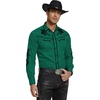 image:imageCOOFANDY Mens Western Cowboy Shirt Long Sleeve Embroidered Shirt Slim Fit Cotton Casual Button Down ShirtGreen