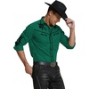image:imageCOOFANDY Mens Western Cowboy Shirt Long Sleeve Embroidered Shirt Slim Fit Cotton Casual Button Down ShirtGreen