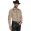 image:imageCOOFANDY Mens Western Cowboy Shirt Long Sleeve Embroidered Shirt Slim Fit Cotton Casual Button Down ShirtKhaki