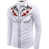 image:imageCOOFANDY Mens Western Cowboy Shirt Long Sleeve Embroidered Shirt Slim Fit Cotton Casual Button Down ShirtWhite Retro Rose