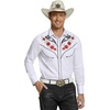 image:imageCOOFANDY Mens Western Cowboy Shirt Long Sleeve Embroidered Shirt Slim Fit Cotton Casual Button Down ShirtWhite Retro Rose