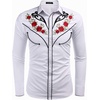 image:imageCOOFANDY Mens Western Cowboy Shirt Long Sleeve Embroidered Shirt Slim Fit Cotton Casual Button Down ShirtWhite Retro Rose