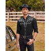image:imageCOOFANDY Mens Western Cowboy Shirts Long Sleeve Embroidered Shirt Slim Fit Casual Button Down ShirtsBlack