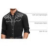 image:imageCOOFANDY Mens Western Cowboy Shirts Long Sleeve Embroidered Shirt Slim Fit Casual Button Down ShirtsBlack