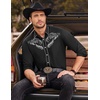 image:imageCOOFANDY Mens Western Cowboy Shirts Long Sleeve Embroidered Shirt Slim Fit Casual Button Down ShirtsBlack Leaf