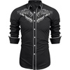 image:imageCOOFANDY Mens Western Cowboy Shirts Long Sleeve Embroidered Shirt Slim Fit Casual Button Down ShirtsBlack Leaf