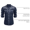 image:imageCOOFANDY Mens Western Cowboy Shirts Long Sleeve Embroidered Shirt Slim Fit Casual Button Down ShirtsBlue