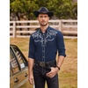 image:imageCOOFANDY Mens Western Cowboy Shirts Long Sleeve Embroidered Shirt Slim Fit Casual Button Down ShirtsBlue