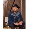 image:imageCOOFANDY Mens Western Cowboy Shirts Long Sleeve Embroidered Shirt Slim Fit Casual Button Down ShirtsBlue