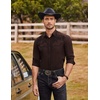 image:imageCOOFANDY Mens Western Cowboy Shirts Long Sleeve Embroidered Shirt Slim Fit Casual Button Down ShirtsBrown