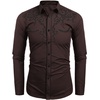 image:imageCOOFANDY Mens Western Cowboy Shirts Long Sleeve Embroidered Shirt Slim Fit Casual Button Down ShirtsBrown