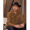 image:imageCOOFANDY Mens Western Cowboy Shirts Long Sleeve Embroidered Shirt Slim Fit Casual Button Down ShirtsCoffee