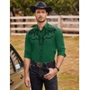 image:imageCOOFANDY Mens Western Cowboy Shirts Long Sleeve Embroidered Shirt Slim Fit Casual Button Down ShirtsDark Green
