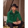 image:imageCOOFANDY Mens Western Cowboy Shirts Long Sleeve Embroidered Shirt Slim Fit Casual Button Down ShirtsDark Green