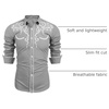 image:imageCOOFANDY Mens Western Cowboy Shirts Long Sleeve Embroidered Shirt Slim Fit Casual Button Down ShirtsGrey