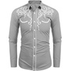 image:imageCOOFANDY Mens Western Cowboy Shirts Long Sleeve Embroidered Shirt Slim Fit Casual Button Down ShirtsGrey