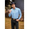 image:imageCOOFANDY Mens Western Cowboy Shirts Long Sleeve Embroidered Shirt Slim Fit Casual Button Down ShirtsLight Blue