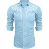 image:imageCOOFANDY Mens Western Cowboy Shirts Long Sleeve Embroidered Shirt Slim Fit Casual Button Down ShirtsLight Blue
