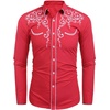 image:imageCOOFANDY Mens Western Cowboy Shirts Long Sleeve Embroidered Shirt Slim Fit Casual Button Down ShirtsRed