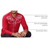 image:imageCOOFANDY Mens Western Cowboy Shirts Long Sleeve Embroidered Shirt Slim Fit Casual Button Down ShirtsRed