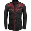image:imageCOOFANDY Mens Western Cowboy Shirts Long Sleeve Embroidered Shirt Slim Fit Casual Button Down ShirtsRedblack