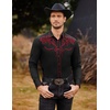 image:imageCOOFANDY Mens Western Cowboy Shirts Long Sleeve Embroidered Shirt Slim Fit Casual Button Down ShirtsRedblack