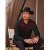image:imageCOOFANDY Mens Western Cowboy Shirts Long Sleeve Embroidered Shirt Slim Fit Casual Button Down ShirtsRedblack