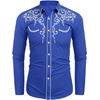 image:imageCOOFANDY Mens Western Cowboy Shirts Long Sleeve Embroidered Shirt Slim Fit Casual Button Down ShirtsRoyal Blue