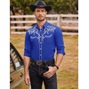 image:imageCOOFANDY Mens Western Cowboy Shirts Long Sleeve Embroidered Shirt Slim Fit Casual Button Down ShirtsRoyal Blue
