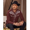 image:imageCOOFANDY Mens Western Cowboy Shirts Long Sleeve Embroidered Shirt Slim Fit Casual Button Down ShirtsWine Red