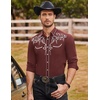 image:imageCOOFANDY Mens Western Cowboy Shirts Long Sleeve Embroidered Shirt Slim Fit Casual Button Down ShirtsWine Red