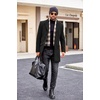 image:imageCOOFANDY Mens Wool Blend Coat with Detachable Plaid Scarfs Notched Collar Single Breasted Pea Coat Trench OvercoatAblack