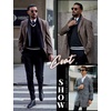 image:imageCOOFANDY Mens Wool Blend Coat with Detachable Plaid Scarfs Notched Collar Single Breasted Pea Coat Trench OvercoatBrown Plaid