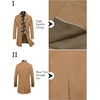 image:imageCOOFANDY Mens Wool Blend Coat with Detachable Plaid Scarfs Notched Collar Single Breasted Pea Coat Trench OvercoatCoffee