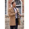 image:imageCOOFANDY Mens Wool Blend Coat with Detachable Plaid Scarfs Notched Collar Single Breasted Pea Coat Trench OvercoatCoffee
