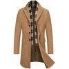 image:imageCOOFANDY Mens Wool Blend Coat with Detachable Plaid Scarfs Notched Collar Single Breasted Pea Coat Trench OvercoatCoffee
