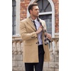image:imageCOOFANDY Mens Wool Blend Coat with Detachable Plaid Scarfs Notched Collar Single Breasted Pea Coat Trench OvercoatKhaki