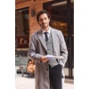 image:imageCOOFANDY Mens Wool Blend Coat with Detachable Plaid Scarfs Notched Collar Single Breasted Pea Coat Trench OvercoatLight Grey
