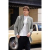 image:imageCOOFANDY Mens Wool Blend Coat with Detachable Plaid Scarfs Notched Collar Single Breasted Pea Coat Trench OvercoatLight Grey