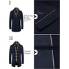 image:imageCOOFANDY Mens Wool Blend Coat with Detachable Plaid Scarfs Notched Collar Single Breasted Pea Coat Trench OvercoatNavy Blue