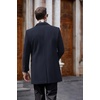 image:imageCOOFANDY Mens Wool Blend Coat with Detachable Plaid Scarfs Notched Collar Single Breasted Pea Coat Trench OvercoatNavy Blue
